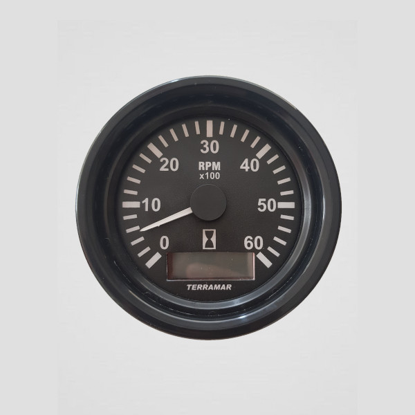 Tacômetro 6000 RPM 85mm com Horímetro SEA LINE-0